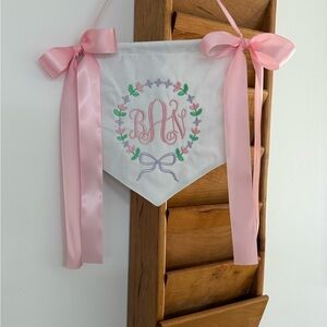Personalized Kids Banner with Pink Ribbons